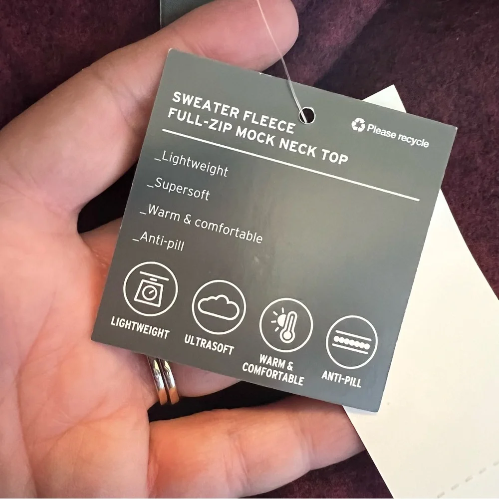 Eddie Bauer NWT Heather Maroon Full Zip Fleece Jacket Women’s Size Medium - Picture 5 of 7